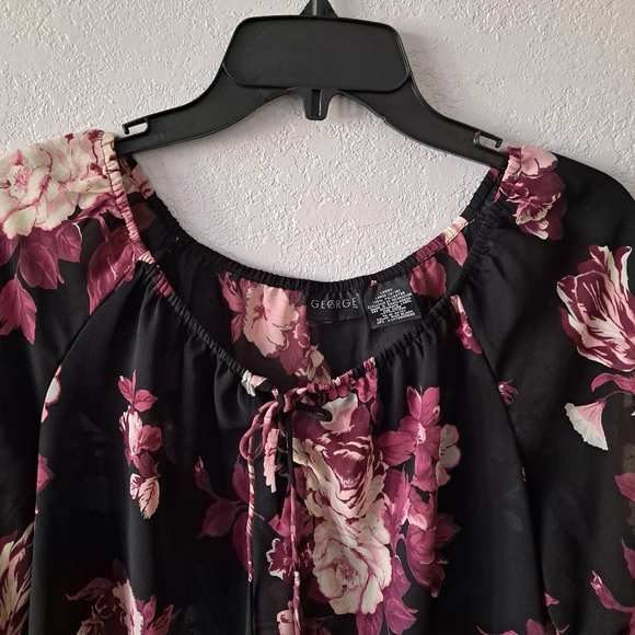 George Purple Floral long Sleeve Blouse - Picture 2 of 7